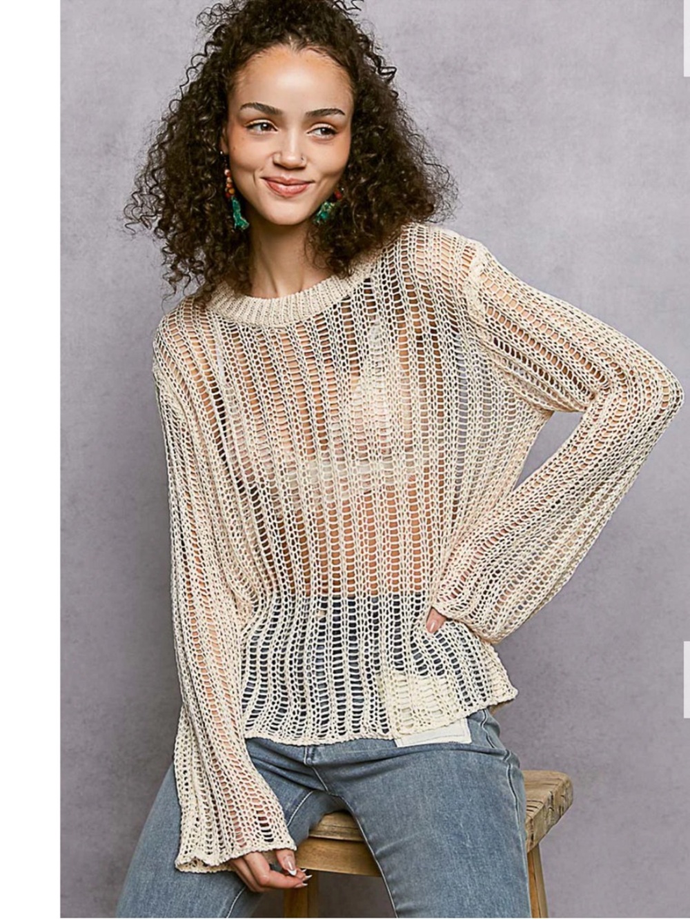 NIP POL Open Knit Sweater - Off White
